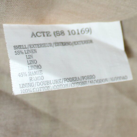 Rene Derhy beige   floral linen blend lined sleeveless side zip dress size Large - Picture 7 of 8